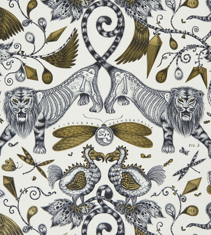 Emma J Shipley Extinct Wallpaper by Clarke & Clarke Gold