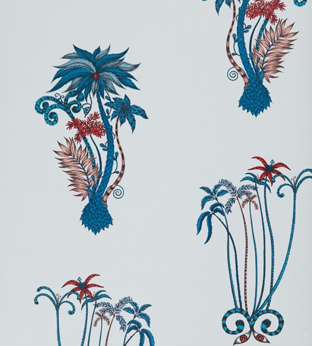 Emma J Shipley Jungle Palms Wallpaper by Clarke & Clarke Blue