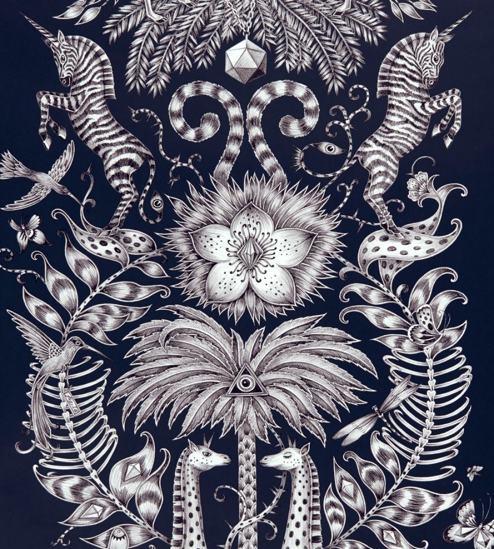 Emma J Shipley Kruger Wallpaper by Clarke & Clarke Navy
