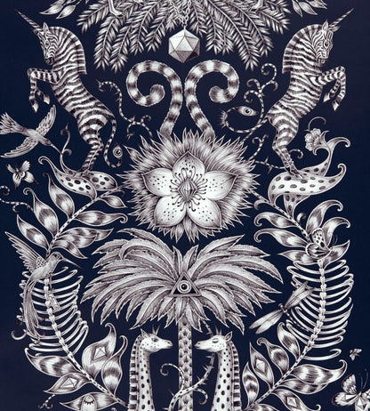 Emma J Shipley Kruger Wallpaper by Clarke & Clarke Navy