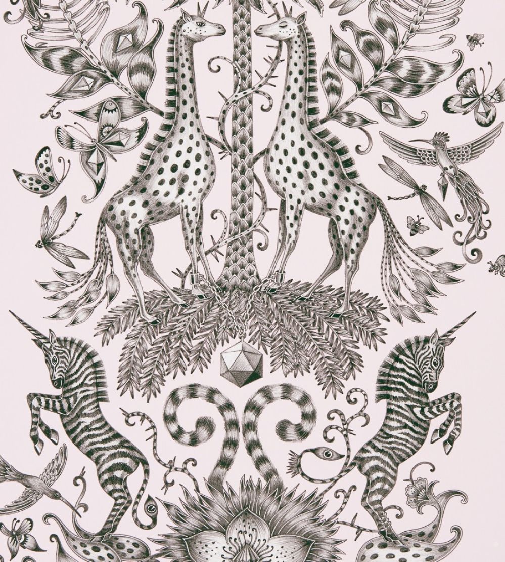 Emma J Shipley Kruger Wallpaper by Clarke & Clarke Pink