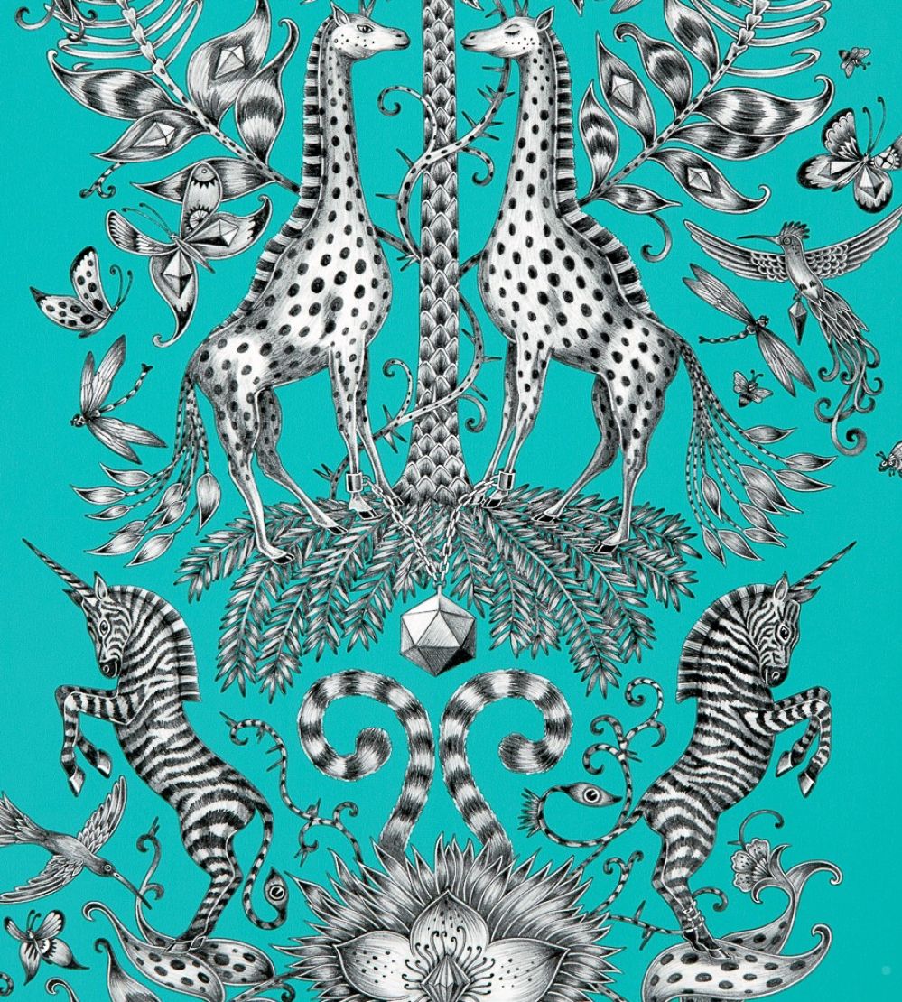 Emma J Shipley Kruger Wallpaper by Clarke & Clarke Teal