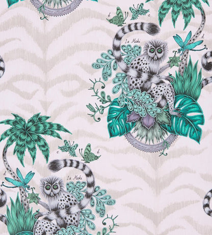 Emma J Shipley Lemur Wallpaper by Clarke & Clarke Pink