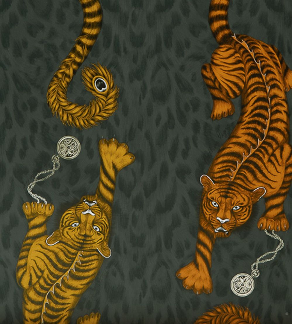 Emma J Shipley Tigris Wallpaper by Clarke & Clarke Flame