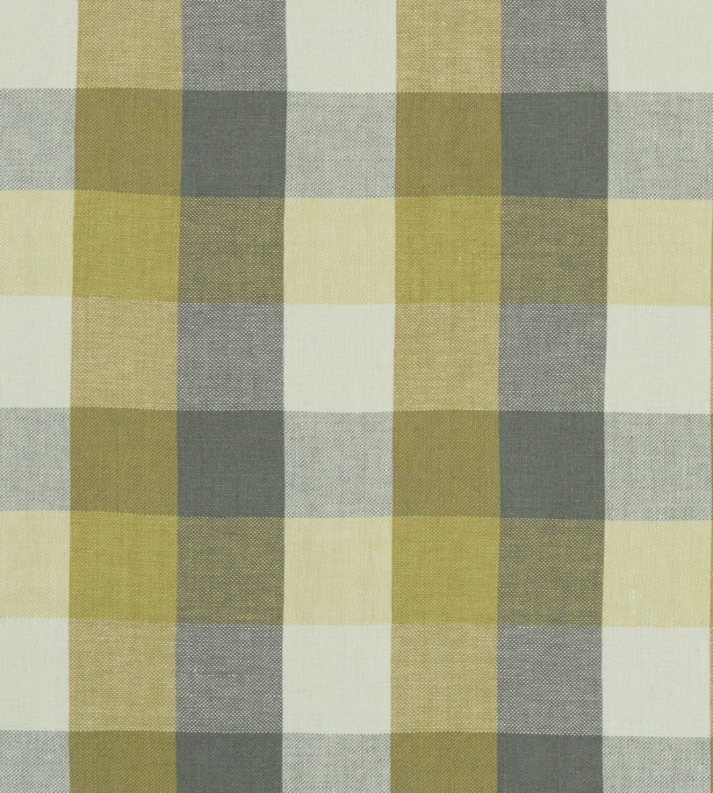 Austin Check Fabric by Clarke & Clarke Citron/Natural