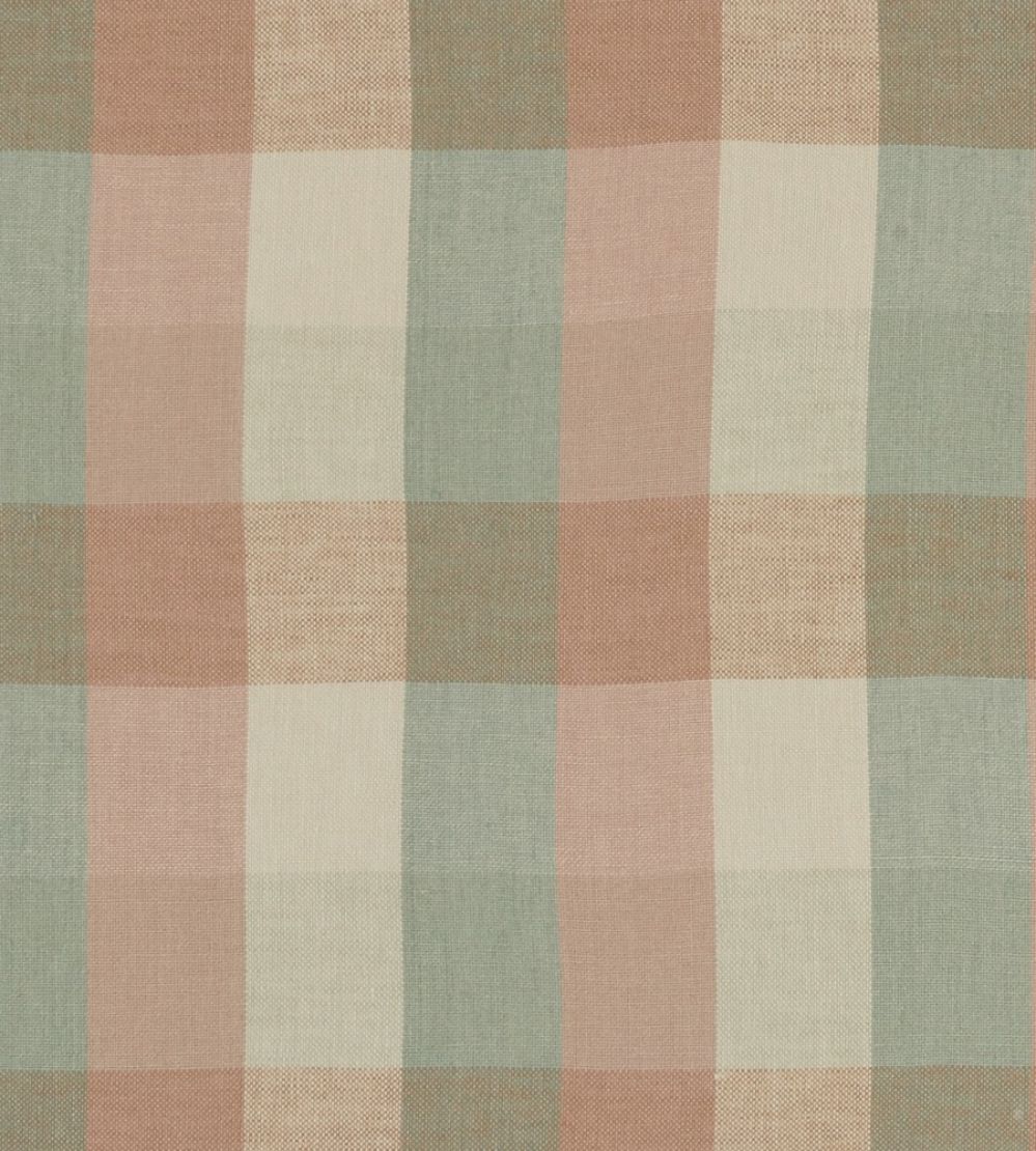 Austin Check Fabric by Clarke & Clarke Mineral/Blush