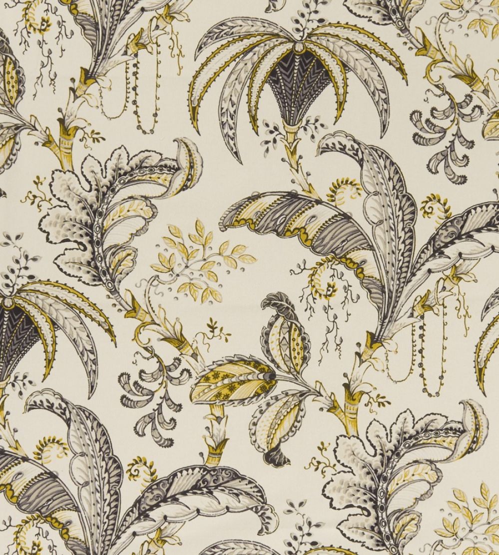 Ophelia Fabric by Clarke & Clarke Charcoal / Ochre