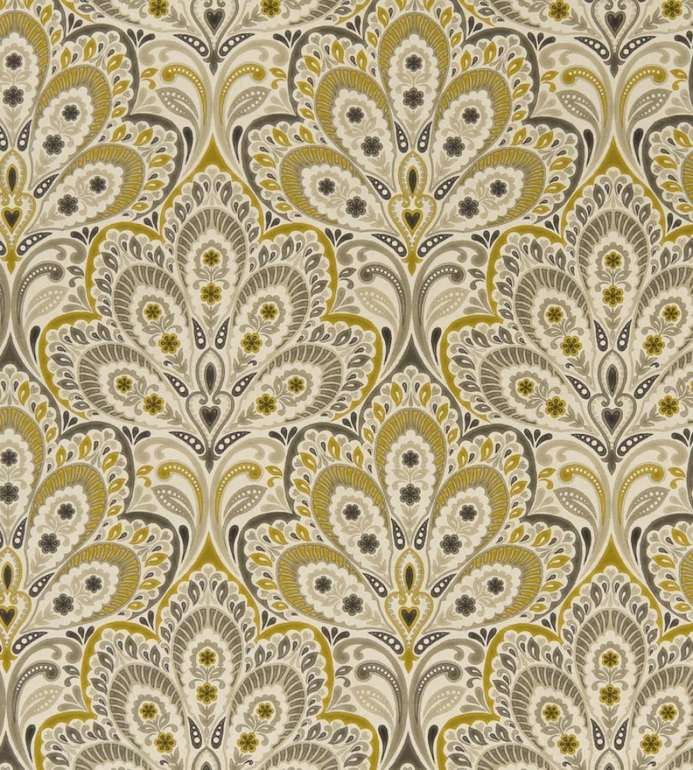 Persia Fabric by Clarke & Clarke Charcoal / Ochre