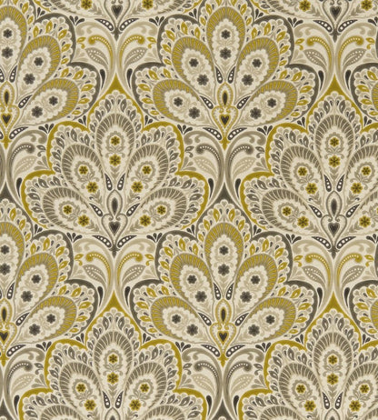 Persia Fabric by Clarke & Clarke Charcoal / Ochre