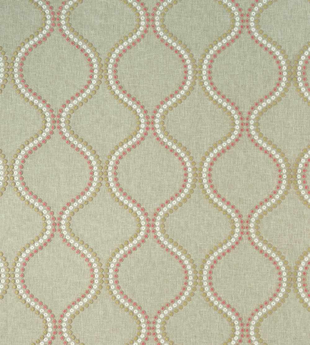 Layton Fabric by Clarke & Clarke Pink / Apple