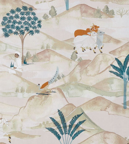 Sahara Fabric by Clarke & Clarke Teal/Spice