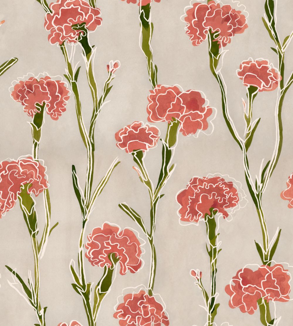 Clavelitos Wallpaper by Tres Tintas Neutral