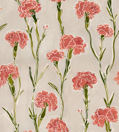 Clavelitos Wallpaper by Tres Tintas Neutral