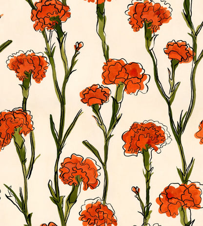 Clavelitos Wallpaper by Tres Tintas White