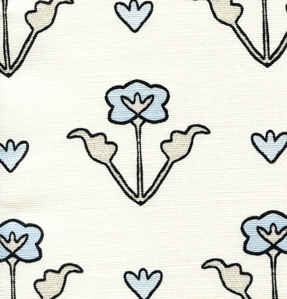 Clementine All Over Charcoal Grey Blue on Tint fabric by Home Couture