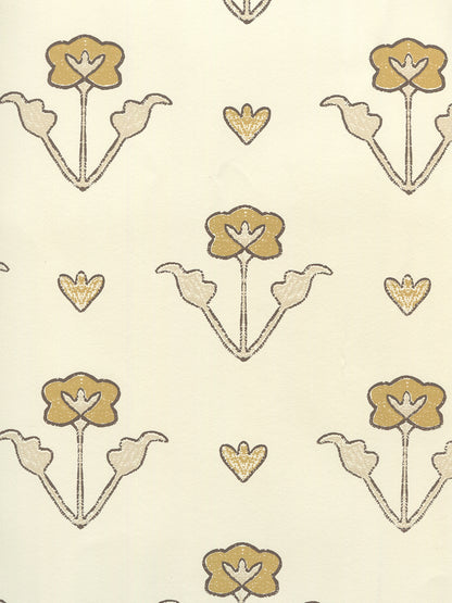 Clementine All Over Camel Beige Brown on Off White wallpaper by Home Couture