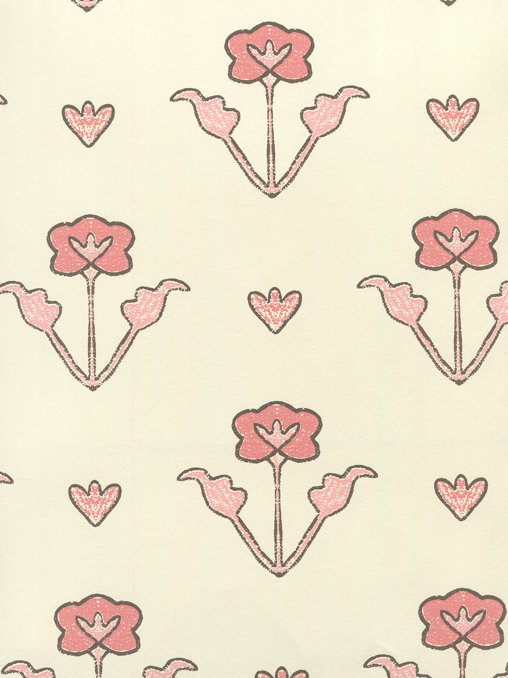 Clementine All Over Peach Pink Brown on Off White wallpaper by Home Couture