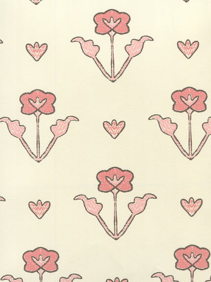 Clementine All Over Peach Pink Brown on Off White wallpaper by Home Couture