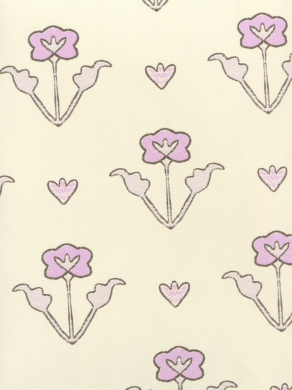 Clementine All Over Lilac Purple Brown on Off White wallpaper by Home Couture