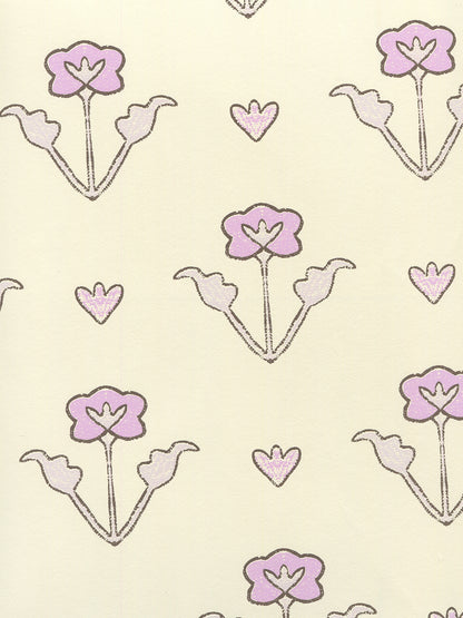 Clementine All Over Lilac Purple Brown on Off White wallpaper by Home Couture
