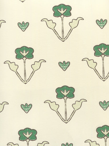 Clementine All Over Green Brown on Off White wallpaper by Home Couture
