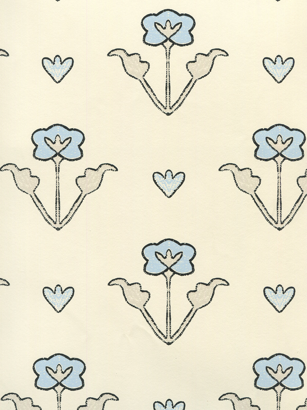 Clementine All Over Charcoal Gray Blue on Off White wallpaper by Home Couture