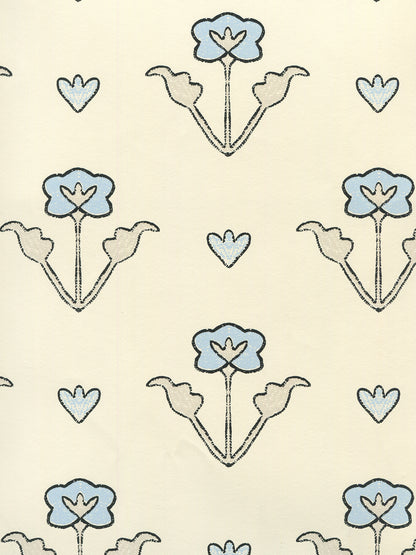 Clementine All Over Charcoal Gray Blue on Off White wallpaper by Home Couture