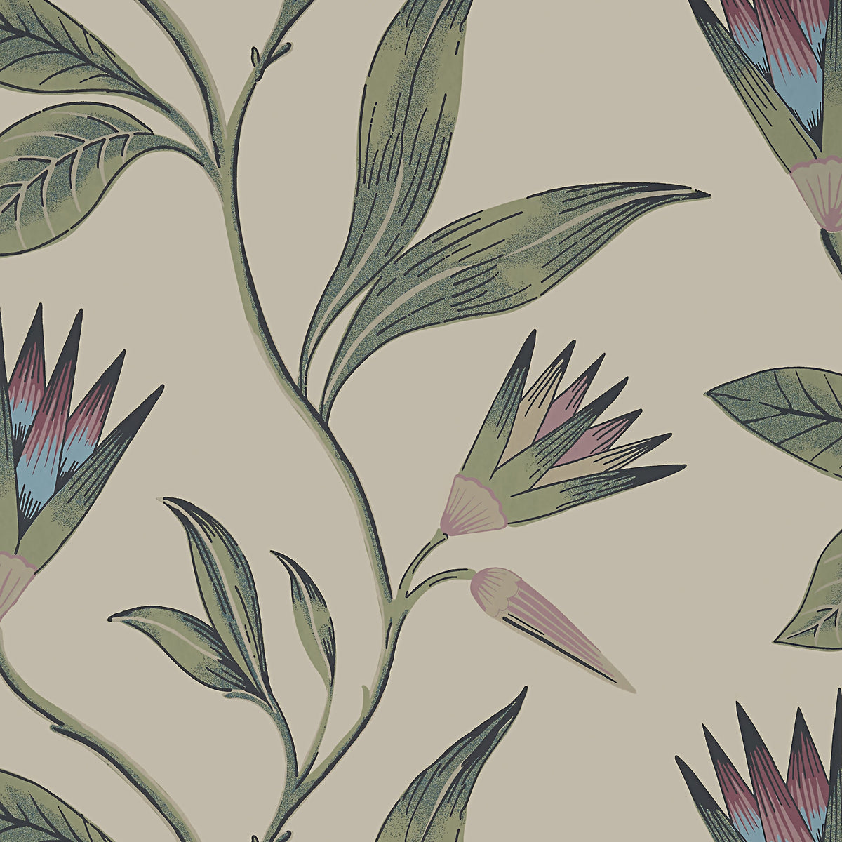 Cleo Vine Wallpaper by Anna French in Plum & Blue (AT9617)