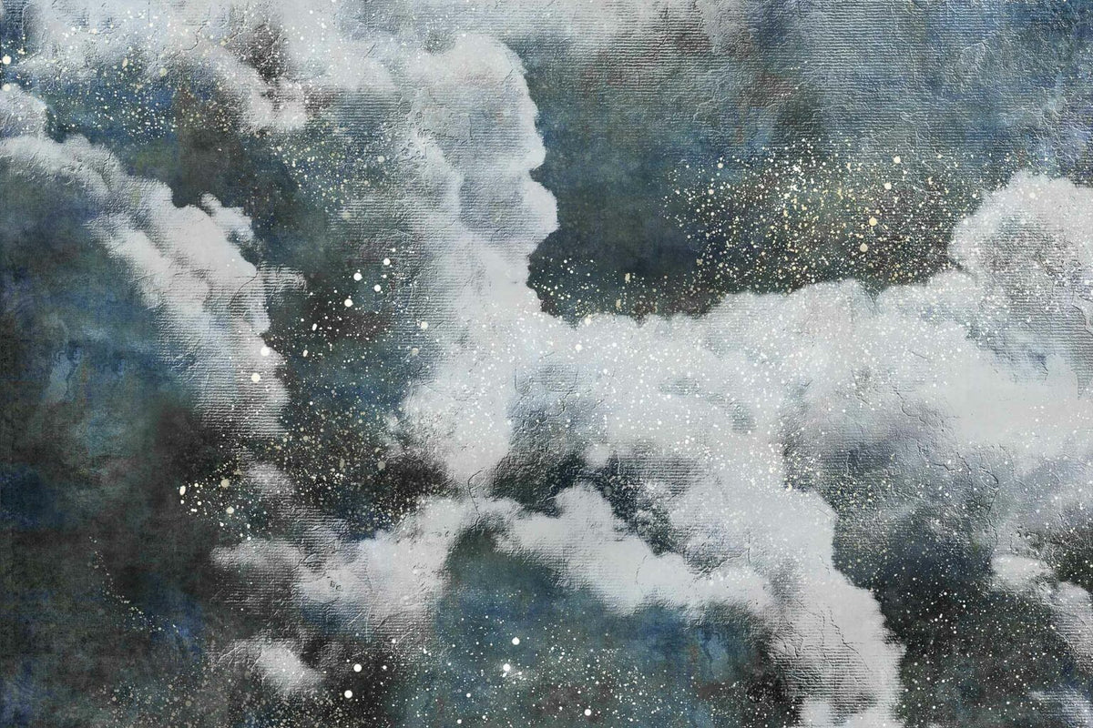 Clouds mural by Coordonné in Night, flat pattern view