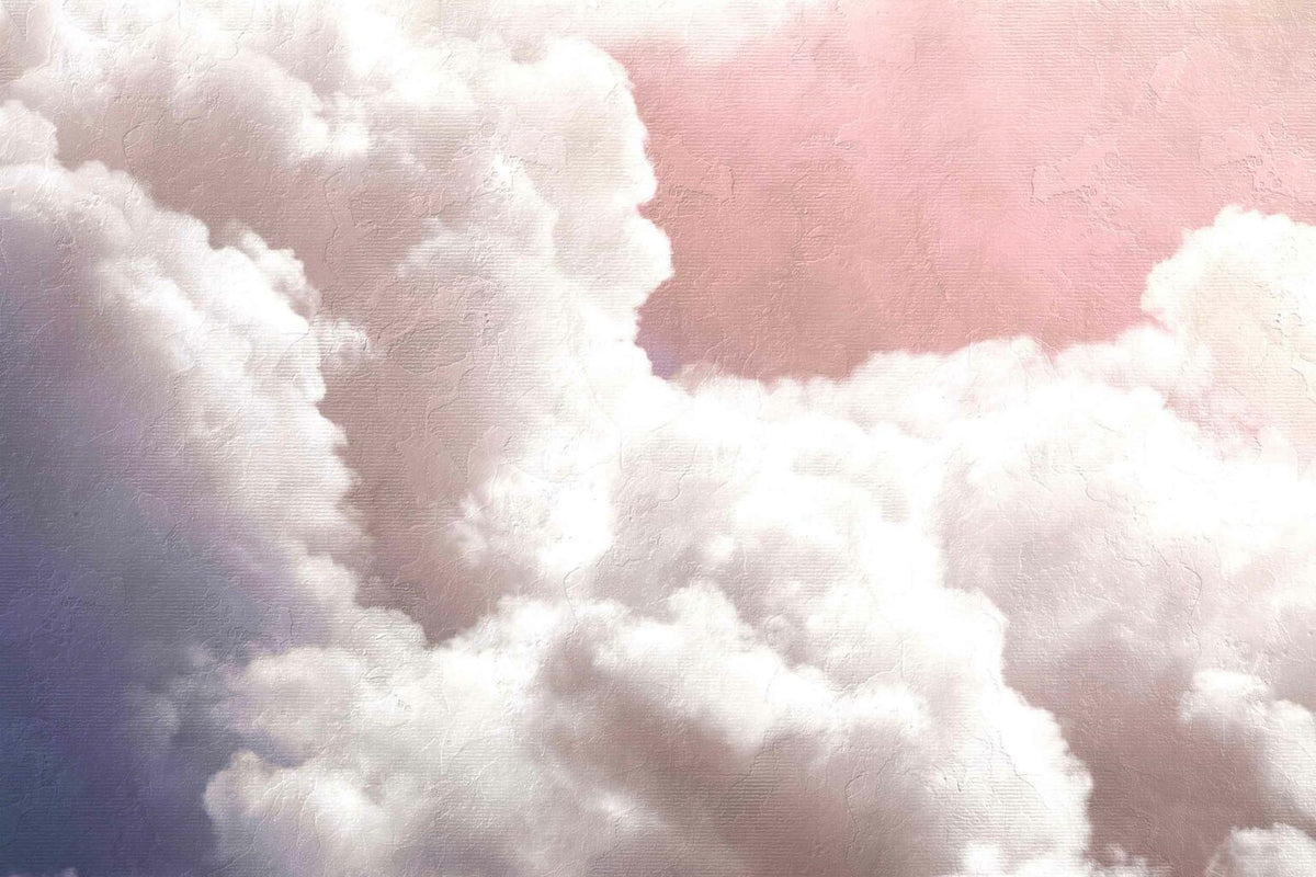 Clouds mural by Coordonné in Pink, flat pattern view