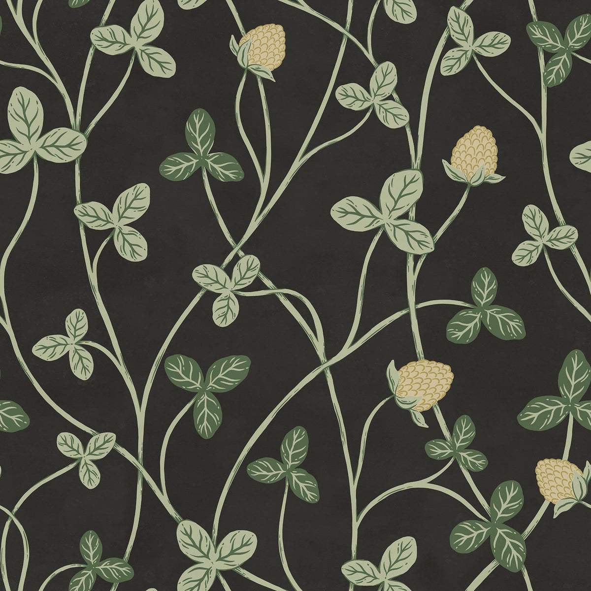 Clover Bloom Black mural by Rebel Walls