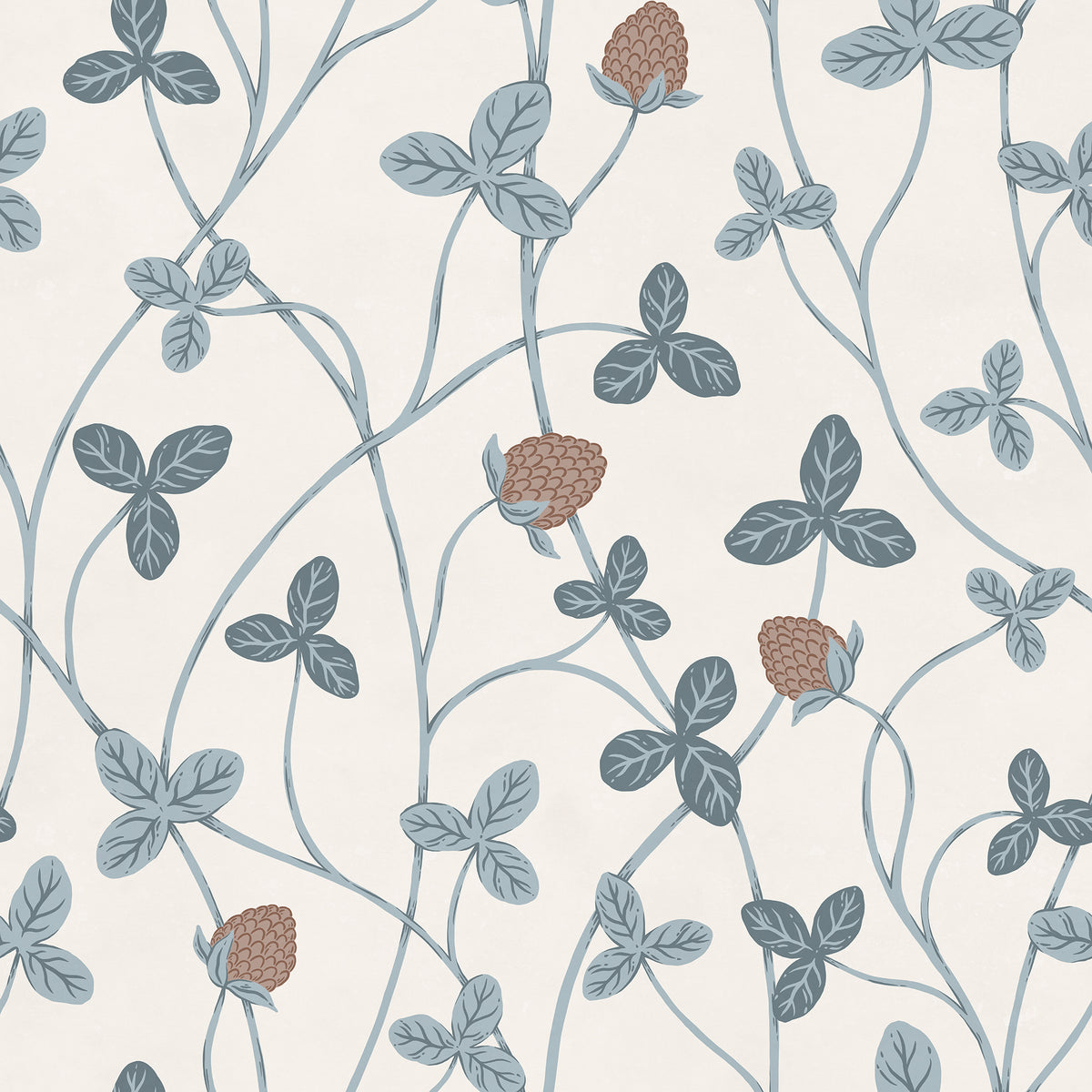Clover Bloom Blue mural by Rebel Walls