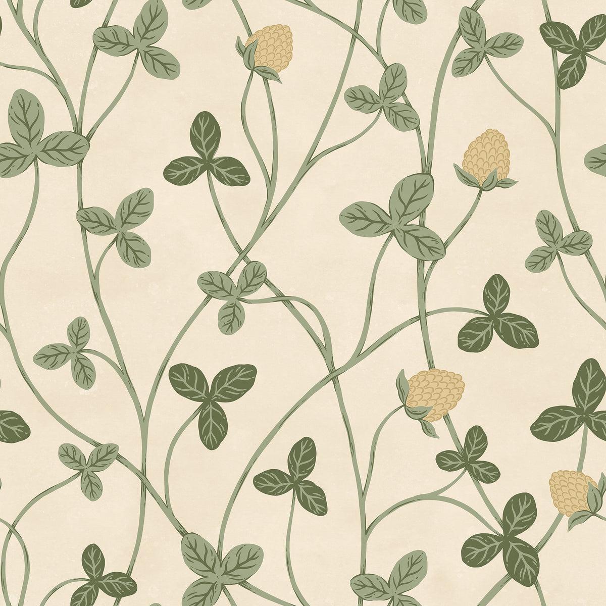 Clover Bloom Green mural by Rebel Walls