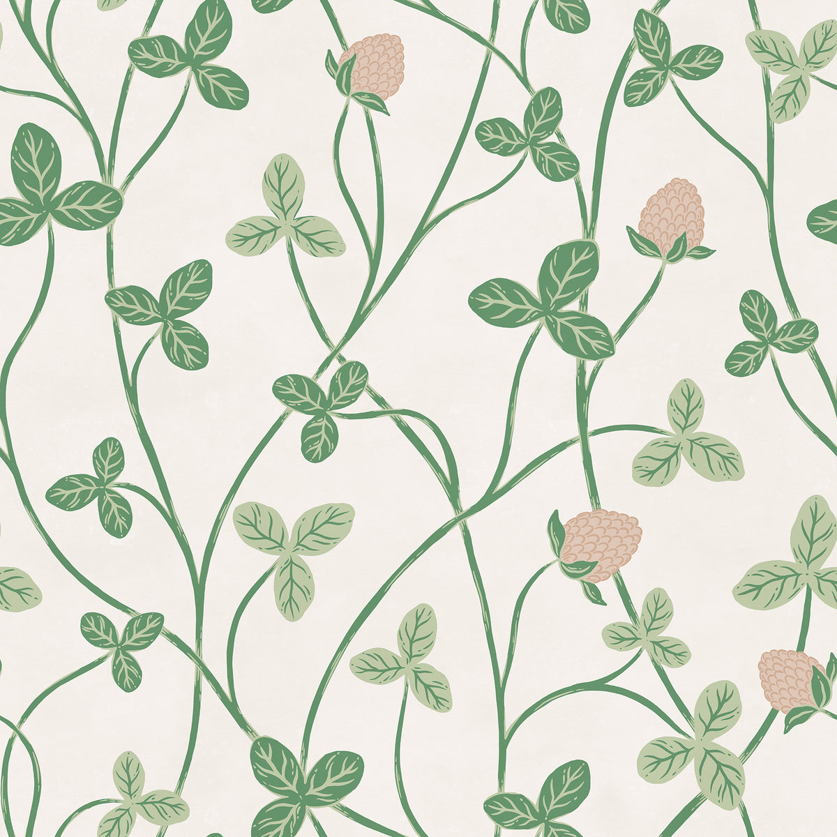 Clover Bloom Light Green mural by Rebel Walls