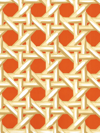 Club Cane Cream Taupe Orange wallpaper by China Seas
