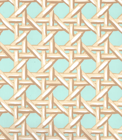 Club Cane Creams Taupe Turquoise wallpaper by China Seas
