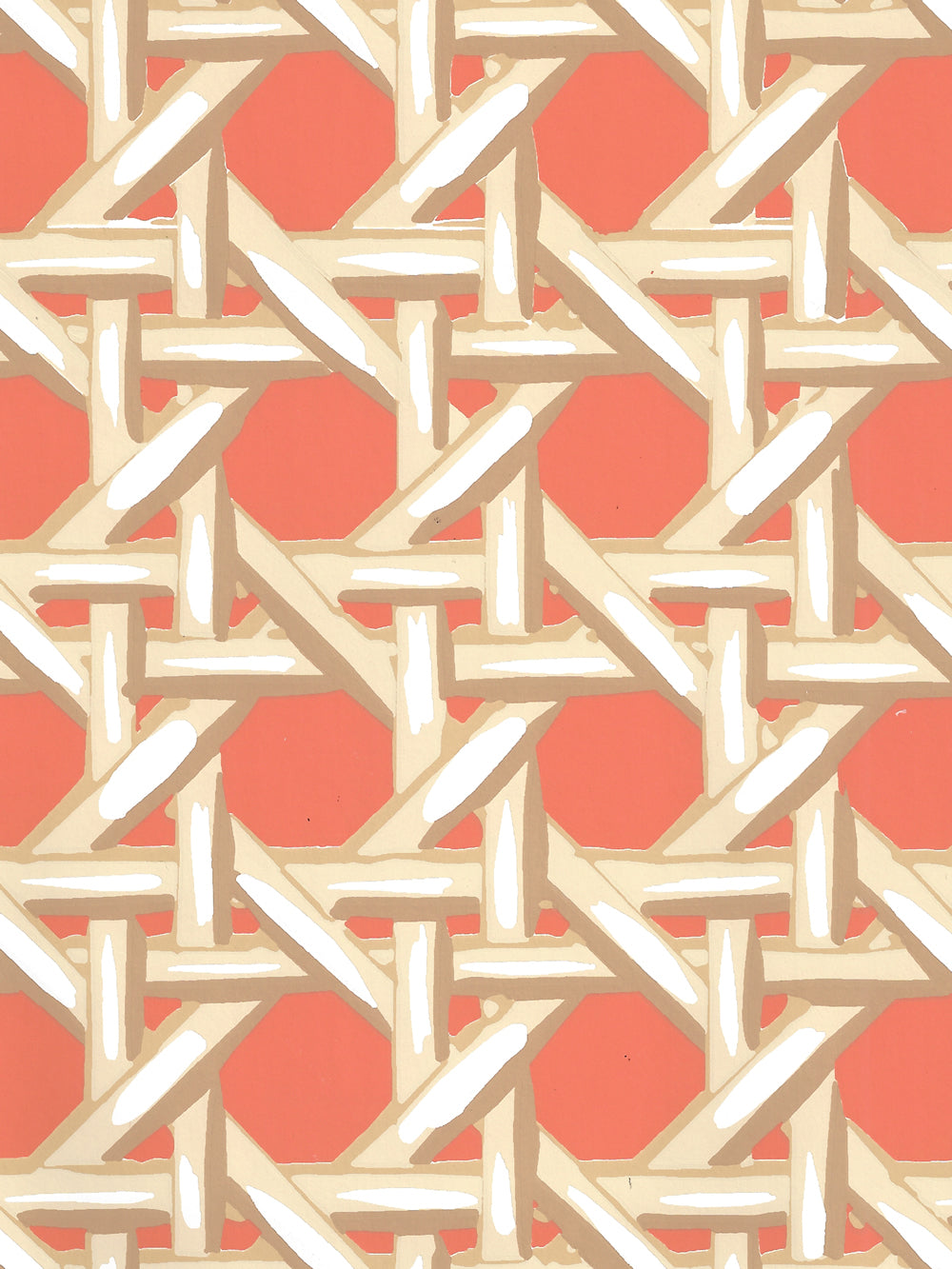 Club Cane Cream Taupe Peach wallpaper by China Seas