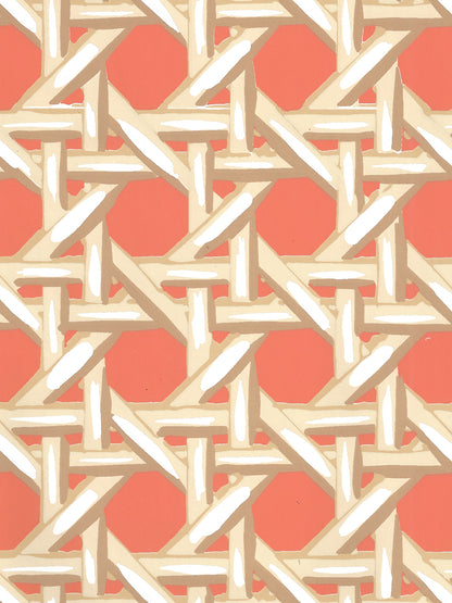 Club Cane Cream Taupe Peach wallpaper by China Seas