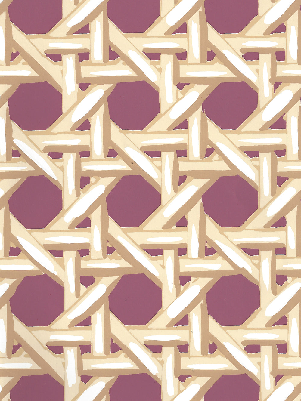 Club Cane Cream Taupe Eggplant wallpaper by China Seas