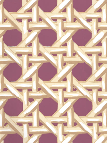 Club Cane Cream Taupe Eggplant wallpaper by China Seas