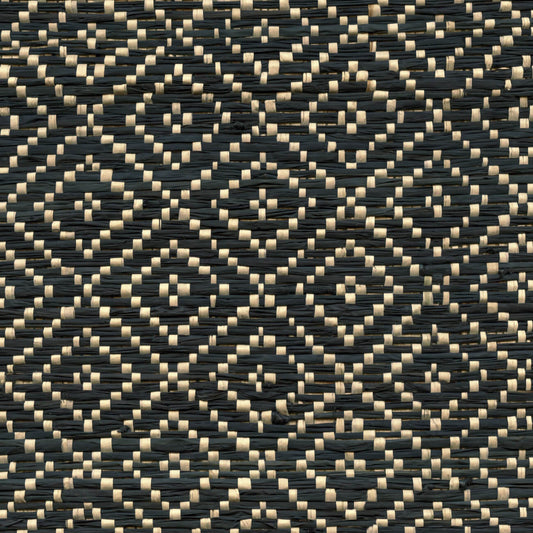 Raphia Losange Fabric by CMO Paris in Natural - Black