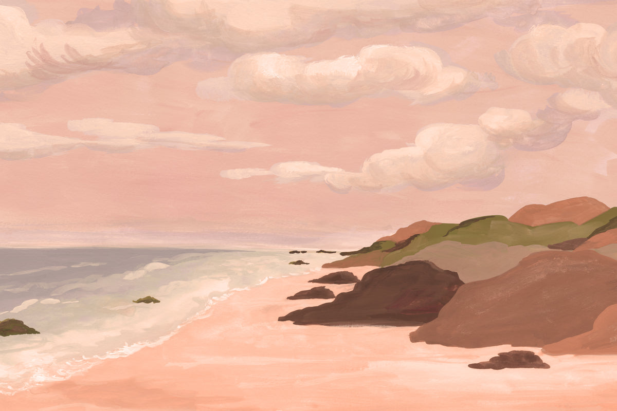 Coastline Pink mural by Hovia