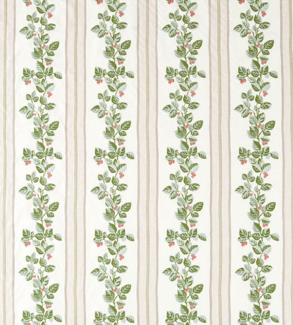 Cobnut Stripe Fabric by Sanderson Leaf Green/Berry