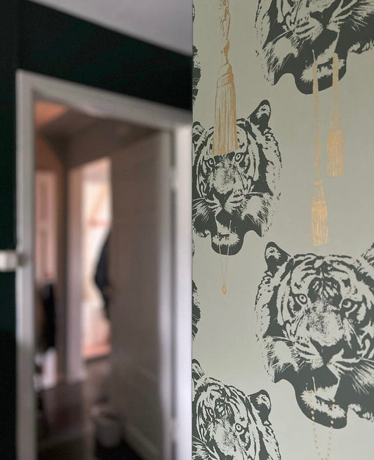 Coco Tiger Wallpaper by Studio Lisa Bengtsson in Green
