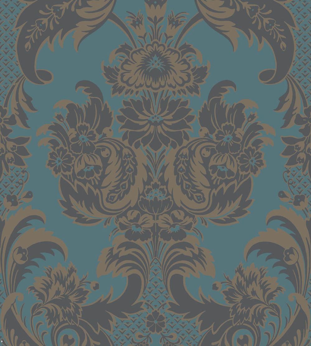 Wyndham Wallpaper by Cole & Son Teal & Charcoal