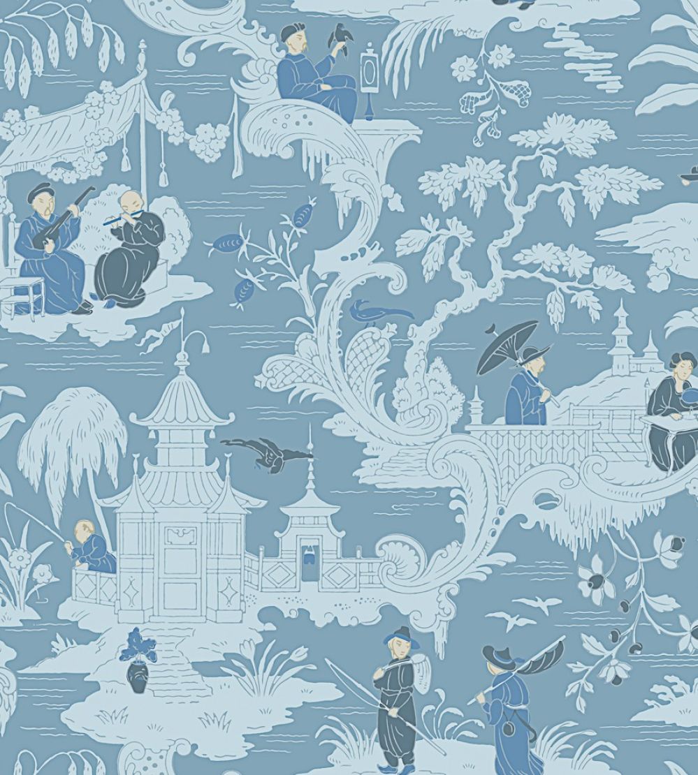 Chinese Toile Wallpaper by Cole & Son Ice Blue