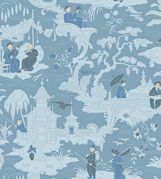 Chinese Toile Wallpaper by Cole & Son Ice Blue