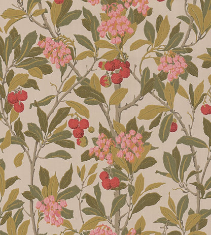 Strawberry Tree Wallpaper by Cole & Son Fuchsia, Red & Olive