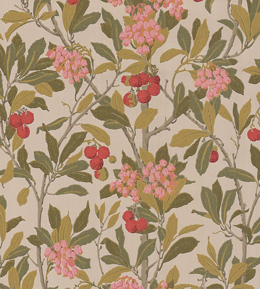 Strawberry Tree Wallpaper by Cole & Son Fuchsia, Red & Olive