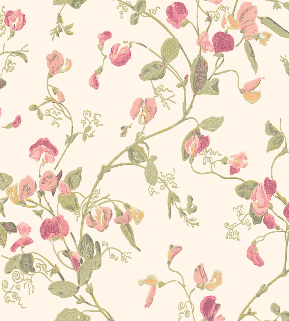 Sweet Pea Wallpaper by Cole & Son Coral & Olive